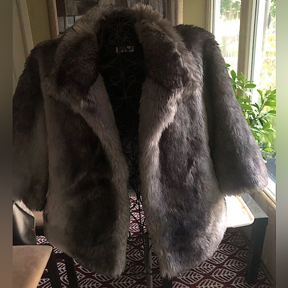 CALVIN KLEIN Faux Fur Coat, Gray